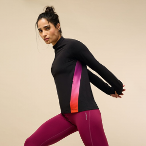 Women Mock Collar Colourblocked Sporty Jacket