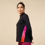 Women Mock Collar Colourblocked Sporty Jacket